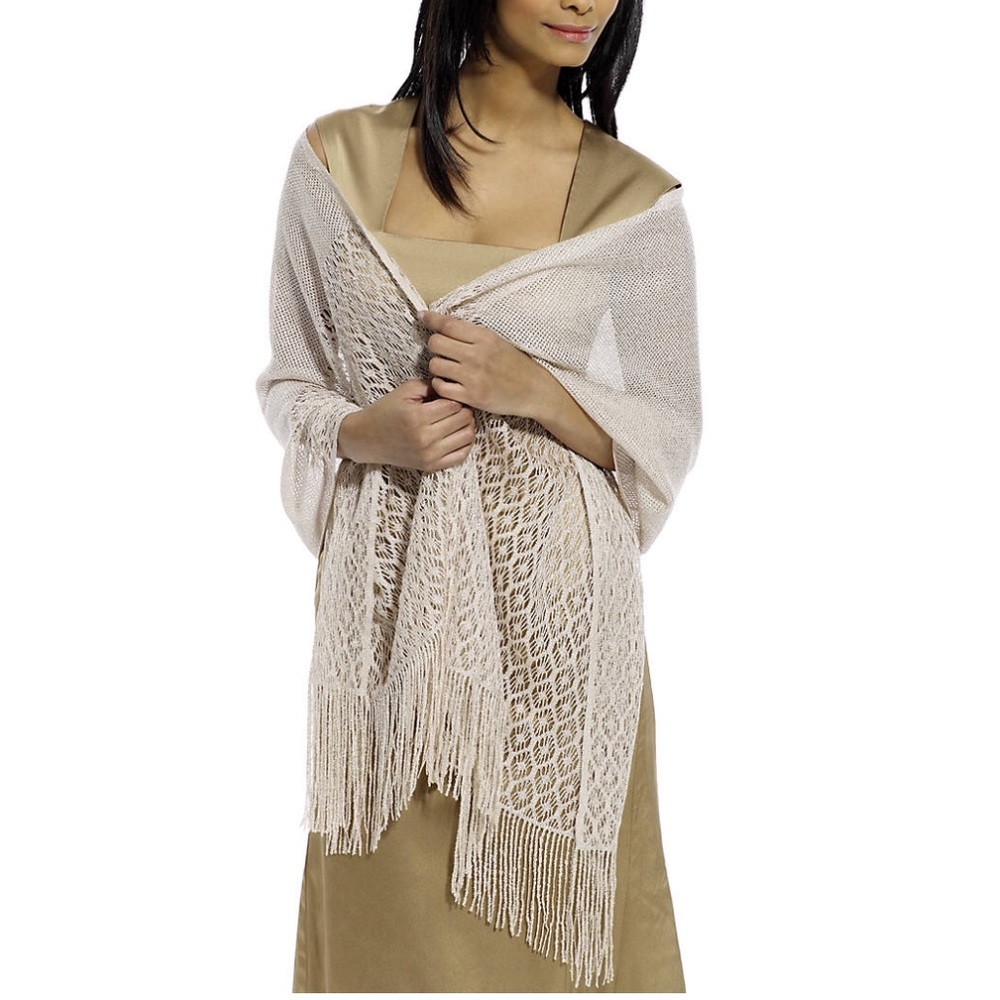 White-Gold Metallic Wrap. NWT.